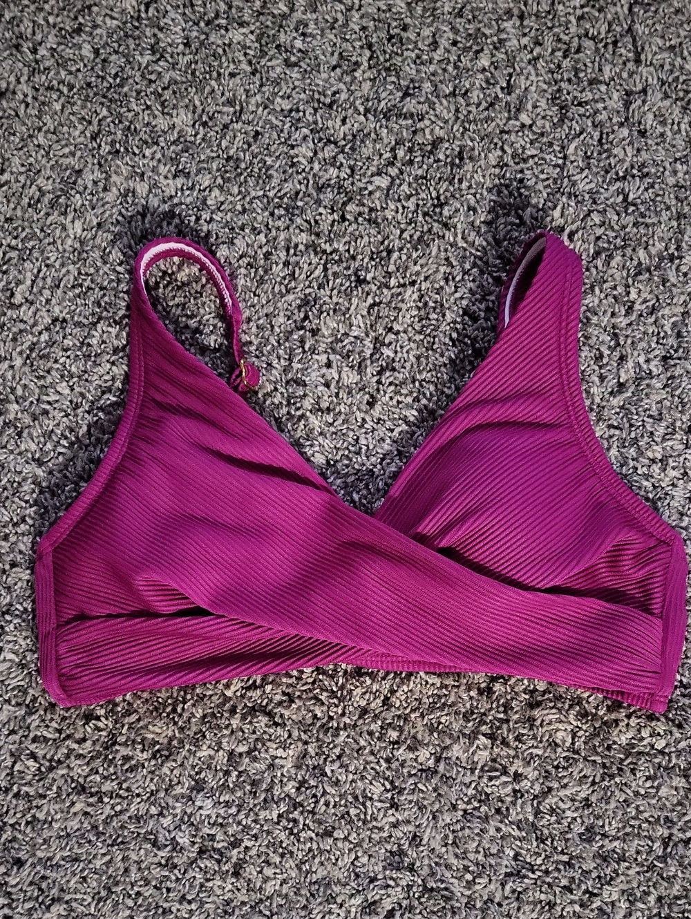 Women's Ribbed Bikini Top - Magenta